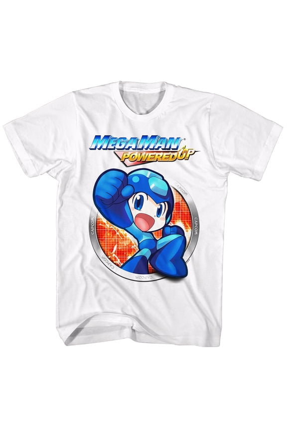 Mega Man Powered Up White Adult T-Shirt