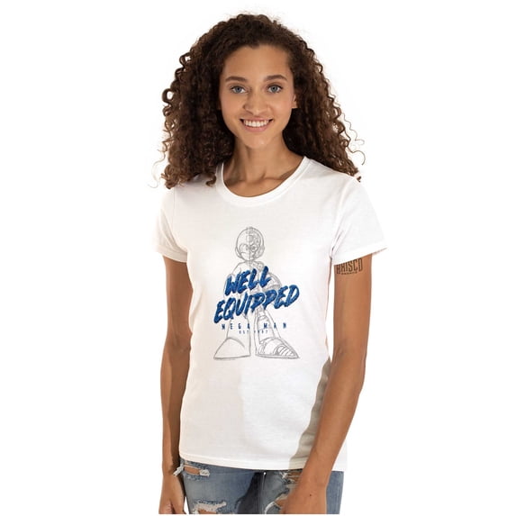 Mega Man Retro 1990s Anime Cartoon Women's T Shirt Ladies Tee Brisco Brands X