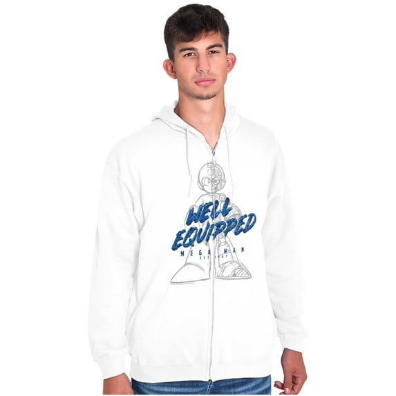 Mega Man Retro 1990s Anime Cartoon Zip Up Hoodie Men's Women's Brisco Brands M