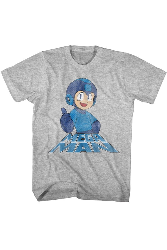 Mega Man Right On Gray Heather Adult T-Shirt