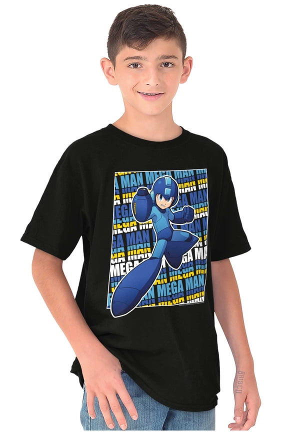 Mega Man Rockman Video Game Character Crewneck T Shirts Boy Girl Teen Brisco Brands X
