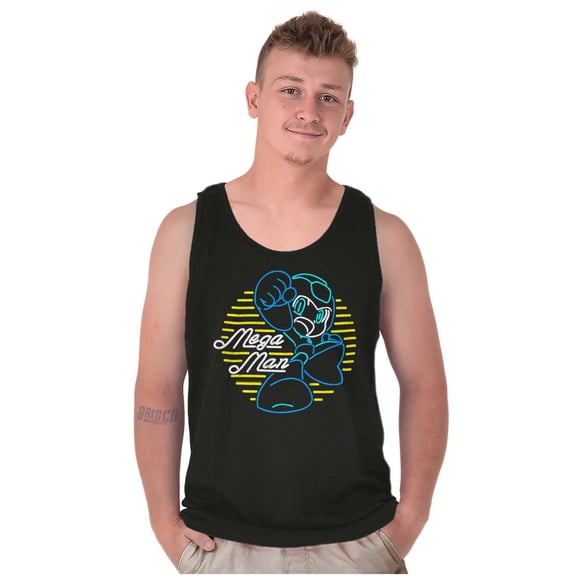 Mega Man Rockman Video Game Neon Sign Plus Size Graphic Tank Top Brisco Brands 2X