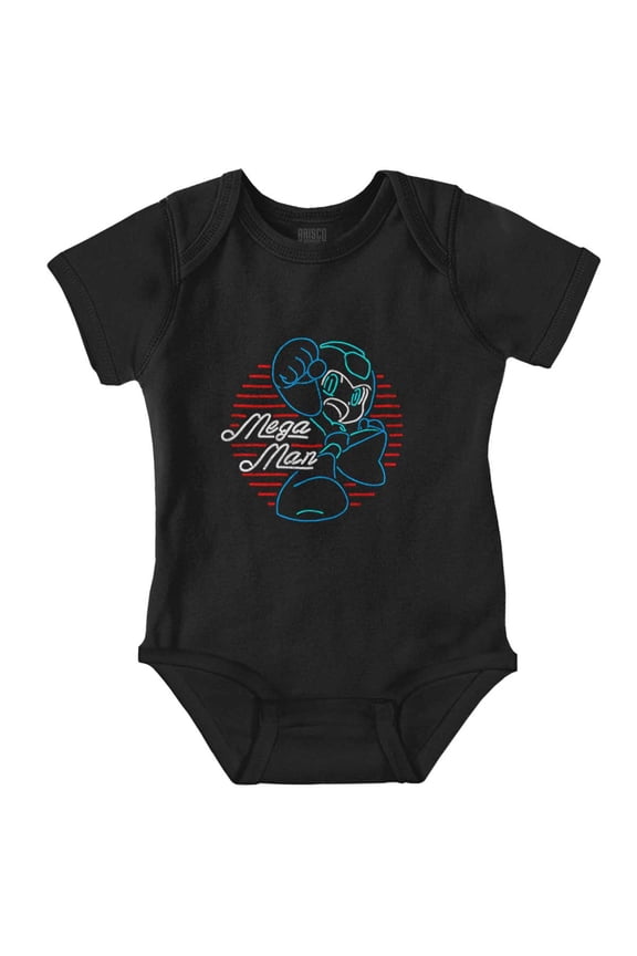 Mega Man Rockman Video Game Neon Sign Romper Boys or Girls Infant Baby Brisco Brands 6M