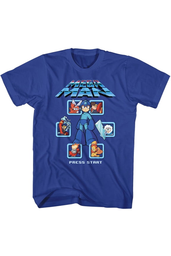 Mega Man Select Screen Remix Royal Adult T-Shirt
