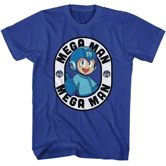 Megaman Big Thumbs Up Men's T Shirt (Blue, AdultS)