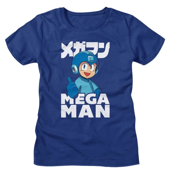 Mega Man Thumbs Up Royal Ladies S/S Tshirt S
