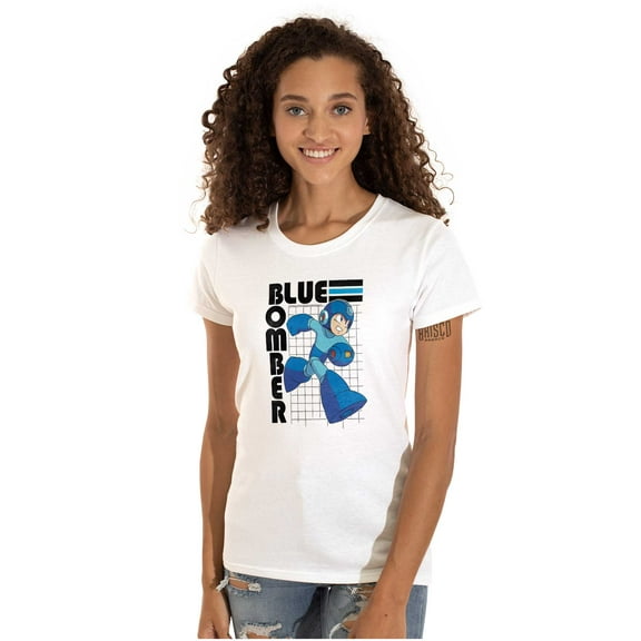 Mega Man Video Game Blue Bomber Women's T Shirt Ladies Tee Brisco Brands L