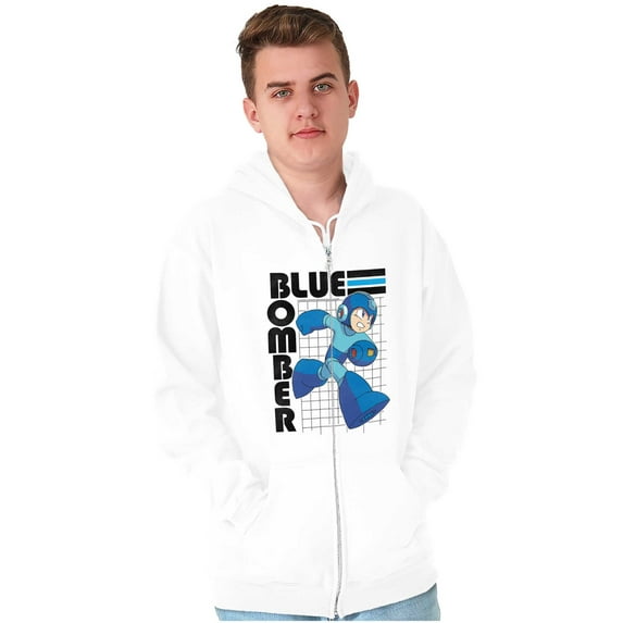 Mega Man Video Game Blue Bomber Zip Up Hoodie Men's Women's Brisco Brands S