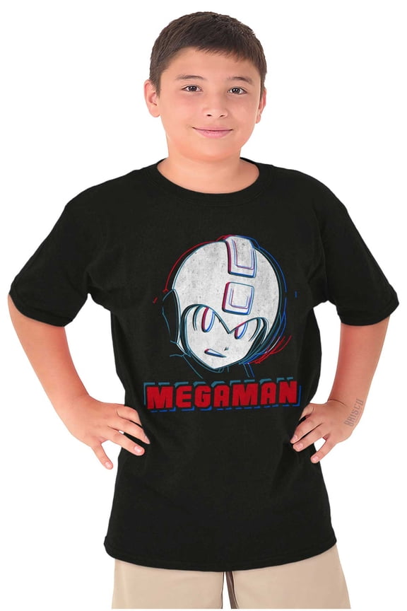 Mega Man Video Game Character Glitch Crewneck T Shirts Boy Girl Teen Brisco Brands X