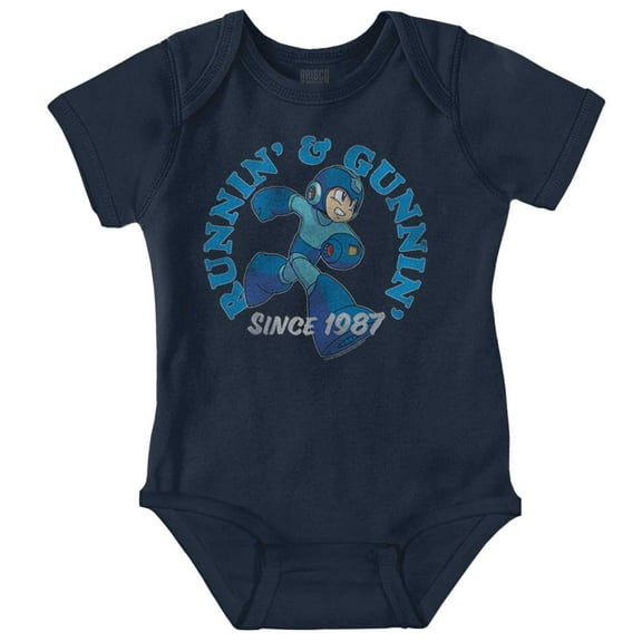 Mega Man Video Game Runnin and Gunnin Romper Boys or Girls Infant Baby Brisco Brands 12M