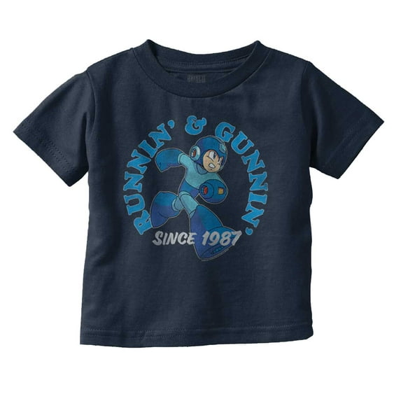 Mega Man Video Game Runnin and Gunnin Toddler Boy Girl T Shirt Infant Toddler Brisco Brands 12M