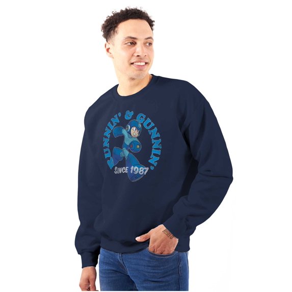 Mega Man Video Game Runnin and Gunnin Unisex Plus Size Sweatshirt Brisco Brands 2X