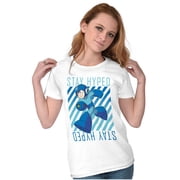 Mega Man Video Game Stay Hyped Womens Slim Fit Graphic Tee Brisco Brands S