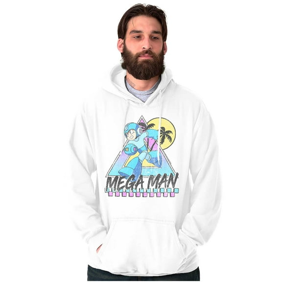 Mega Man Video Game Summer Vacation Unisex Plus Fleece Graphic Hoodie Brisco Brands 2X