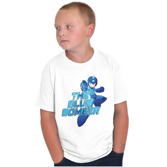 Mega Man Video Game The Blue Bomber Crewneck T Shirts Boy Girl Teen Brisco Brands L