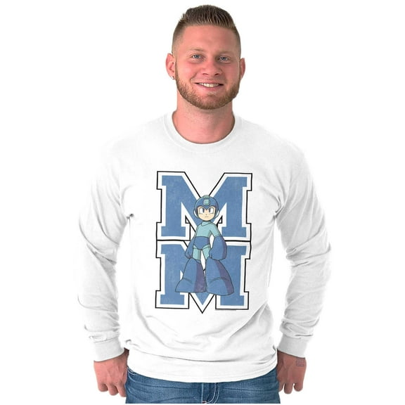 Mega Man Vintage College Varsity MM Long Sleeve TShirt Men Women Brisco Brands S