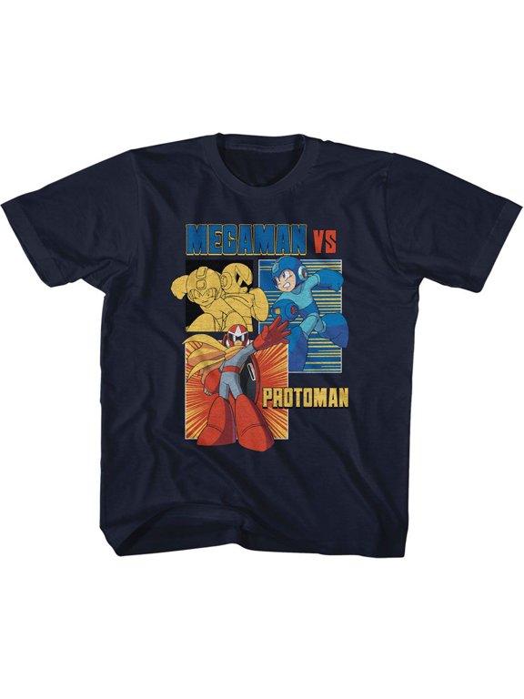 Mega Man Vs Protoman Navy Kids T-Shirt