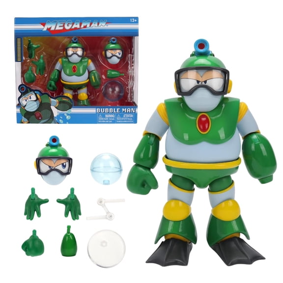 Mega Man Wave 3 Bubble Man Action Figure by Jada Toys 1:12 Deluxe Scale 6" Tall, Fully Articulated, Collector Packaging