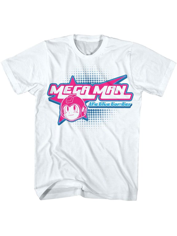 Mega Man Y2K Star White Adult T-Shirt M