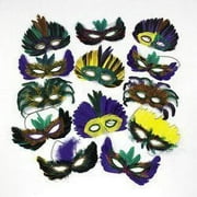 Mega Mardi Gras Feather Mask Asst50Pc - Apparel Accessories - 50 Pieces