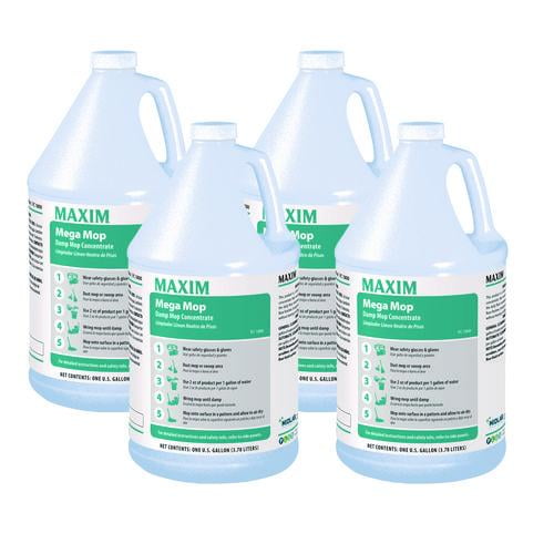 Mega Mop Damp Mop Concentrate, Lemon Scent, 1 Gal Bottle, 4/carton | Bundle of 2