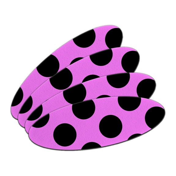 Mega Polka Dots Black Pink Double-Sided Oval Nail File Emery Board Set 4 Pack