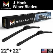 Mega Racer (2 Pack) 22"+ 22" Windshield Wipers J Hook All-Season Beam Windshield Wiper Blades