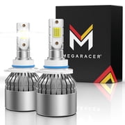Mega Racer 2 Sided 9006 LED Headlight Bulb 2 PACK - 6000K Bright White 40W 8000LM - Low Beam Replacement Car Bulbs