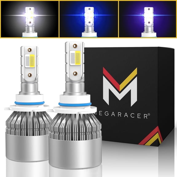 Mega Racer 3 Color Changing 9006 HB4 LED Headlight Bulb (2 PACK) - 6000K Bright White Blue Purple 40W 8000LM - Replacement Car Bulbs