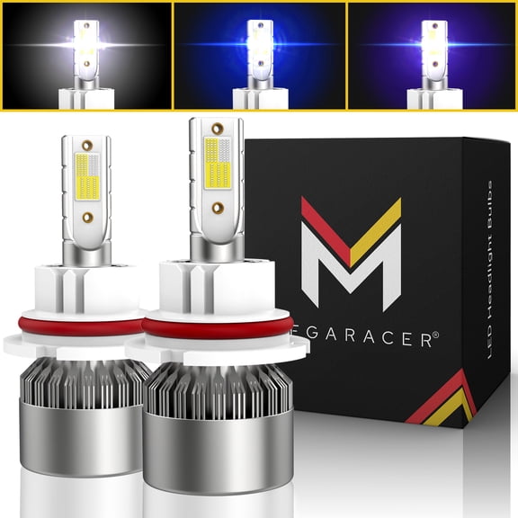 Mega Racer 3 Color Changing 9007 HB5 LED Headlight Bulb (2 PACK) - 6000K Bright White Blue Purple 40W 8000LM - High & Low Beam Replacement Car Bulbs