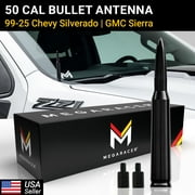 Mega Racer Black 50 Cal Bullet Antenna for 1999-2025 Chevy Silverado & GMC Sierra – Short Truck Antenna Replacement
