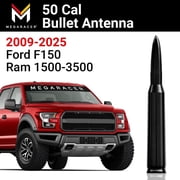 Mega Racer Black 50 Cal Bullet Antenna for 2009-2025 Ford F150 & Ram 1500, 2500, 3500   Short Truck Antenna Replacement