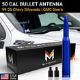 thumbnail image 1 of Mega Racer Blue 50 Cal Bullet Antenna for 1999-2026 Chevy Silverado & GMC Sierra – Short Truck Antenna Replacement, 1 of 6