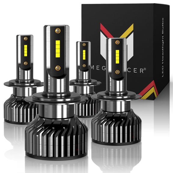 Mega Racer Combo H7 LED Headlight Bulb Combo 4 PACK - 6000K Bright White 12V 60W 16000LM - High & Low Beam Replacement Car Bulbs