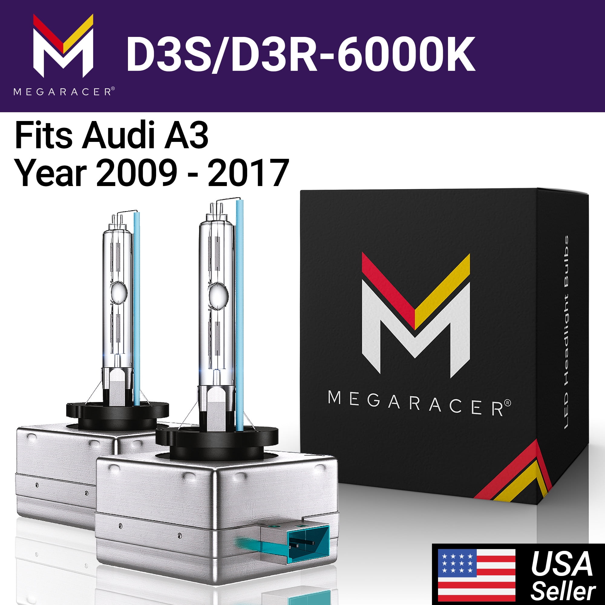 Mega Racer D3S/D3R/D3C HID Headlight Bulbs - 6000K Diamond White, Pack of 2