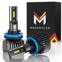 Mega Racer H11 LED Headlight Bulb 2 PACK - 6000K Bright White 12V 60W 16000LM - Low Beam Replacement Car Bulbs