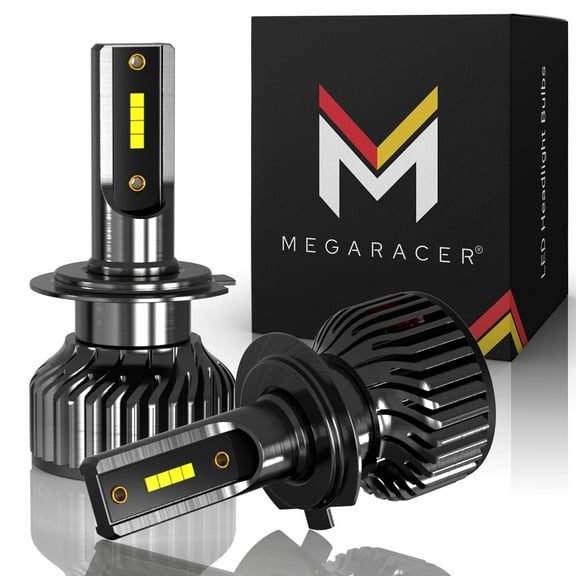 Mega Racer H7 LED Headlight Bulb 2 PACK - 6000K Bright White 12V 60W 16000LM - Low Beam Replacement Car Bulbs