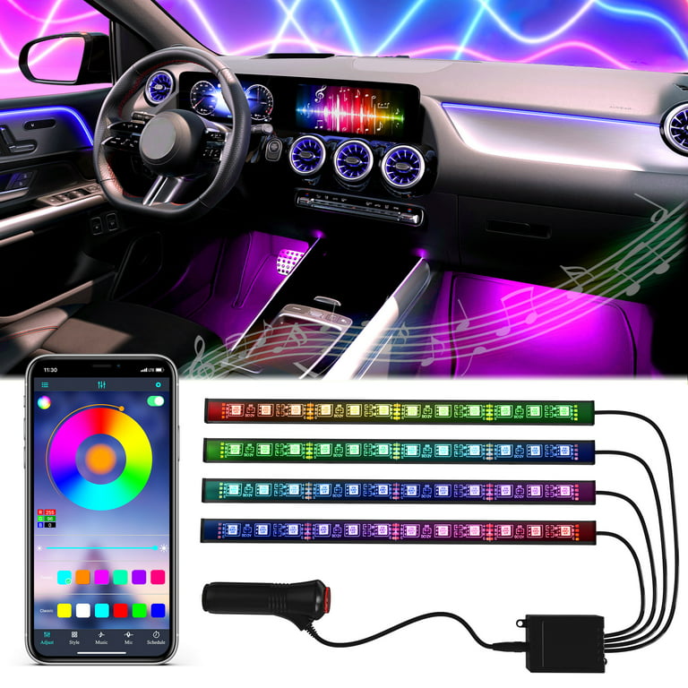 Mega Racer Interior Car Lights - 12V DC, App Control, 16 Million+ RGB  Colors, 4 LED Strips Fits select: 1990-2022 FORD F150, 1999-2022 CHEVROLET