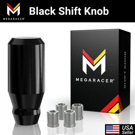 Mega Racer JDM Style Black Shift Knob for Manual or Buttonless Automatic Transmission Gear Shifter, 1 PACK