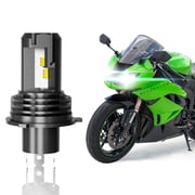 Mega Racer Motorcycle H4 9003 HS1 Wireless LED Headlight Bulb 2 Pack - 6500K Bright White 12V 50W 12000LM - High & Low Beam Replacement Car Bulbs