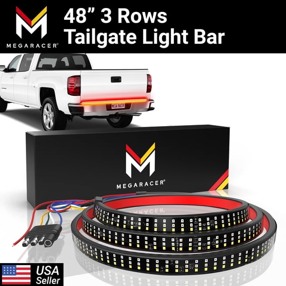 Mega Racer Triple Row 48 Inch LED Tailgate Light Bar for Trucks - 5 Functions, LED Chips, Waterproof, Pack of 1
