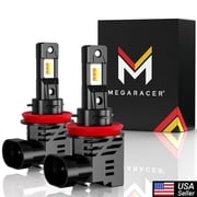 Mega Racer Wireless H11 H9 H8 H16 LED Headlight Bulb - 6500K Bright White 12V 50W 12000LM - Low Beam Replacement Car Bulbs