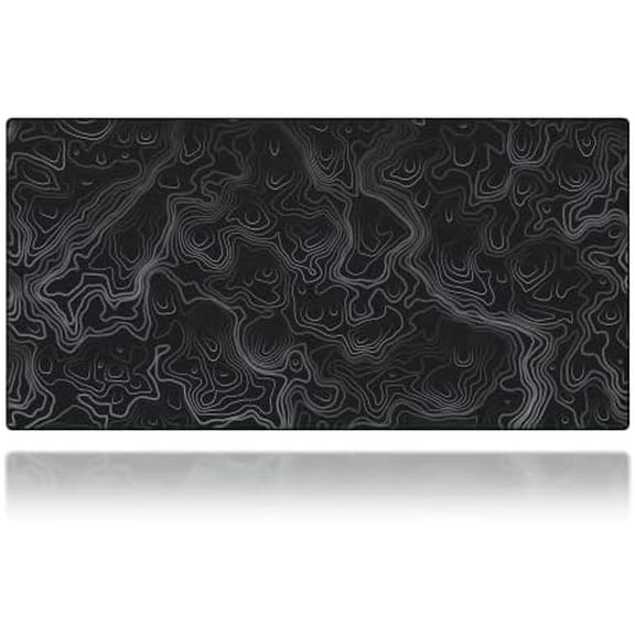 Mega Size Gaming Mouse Pad - Anti Slip Rubber Base - Stitched Edges - Large Desk Mat - 48" x 24" x 0.16" (Mega, Topographic)$$Office