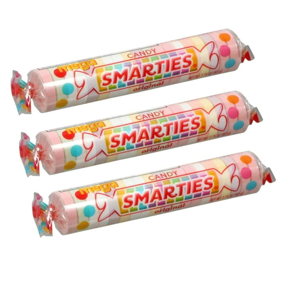 Mega Smarties Candy Rolls Fruity Flavor Gluten-Free and Fat-Free Wafer Candies for Kids Snacks Dessert Movie Nights Travel Home Office Candy Bowl Pinata Birthday Party Favor 2.25oz Pack of 3