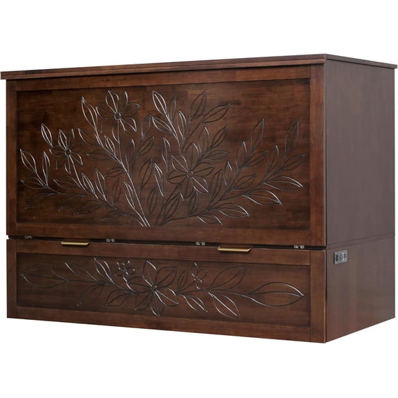 Mega Solutions Botanica Murphy Cabinet Chest Bed with Charging Station 8 Inch (Wenge, Queen)