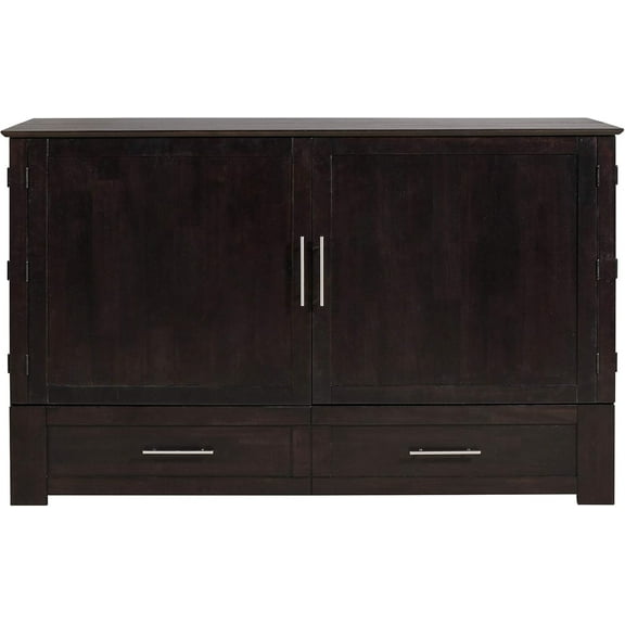 Mega Solutions Emurphybed Daily Delight Murphy Cabinet Chest Bed with Charging Station 6 Inch, (Queen, Java)