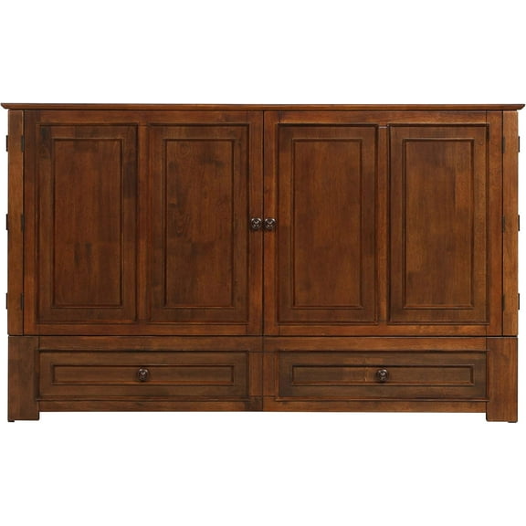 Mega Solutions McCutchen Solid Wood Murphy Storage Bed (Queen, Tobacco)