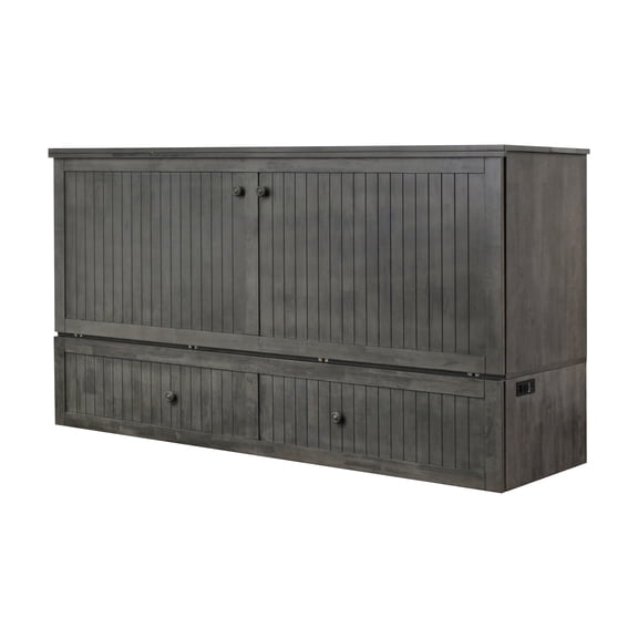 Mega Solutions Murphybedz Tuscany Murphy Cabinet Chest Bed with Charging Station 6 Inch (Grey, King)