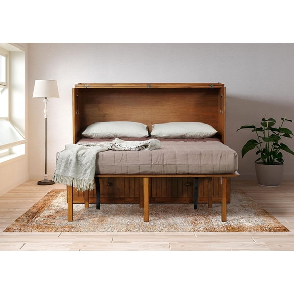 Mega Solutions Murphybedz Tuscany Murphy Cabinet Chest Bed with Charging Station 6 Inch, Queen (Blonde Oak)…