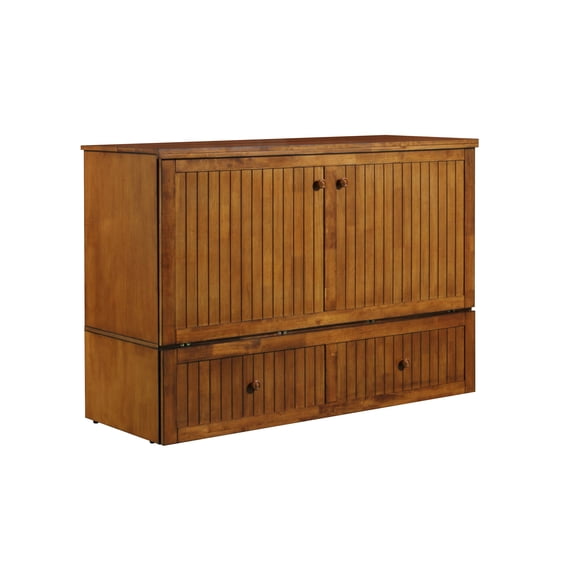 Mega Solutions Murphybedz Tuscany Murphy Cabinet Chest Bed with Charging Station 6 Inch, Queen (Blonde Oak)